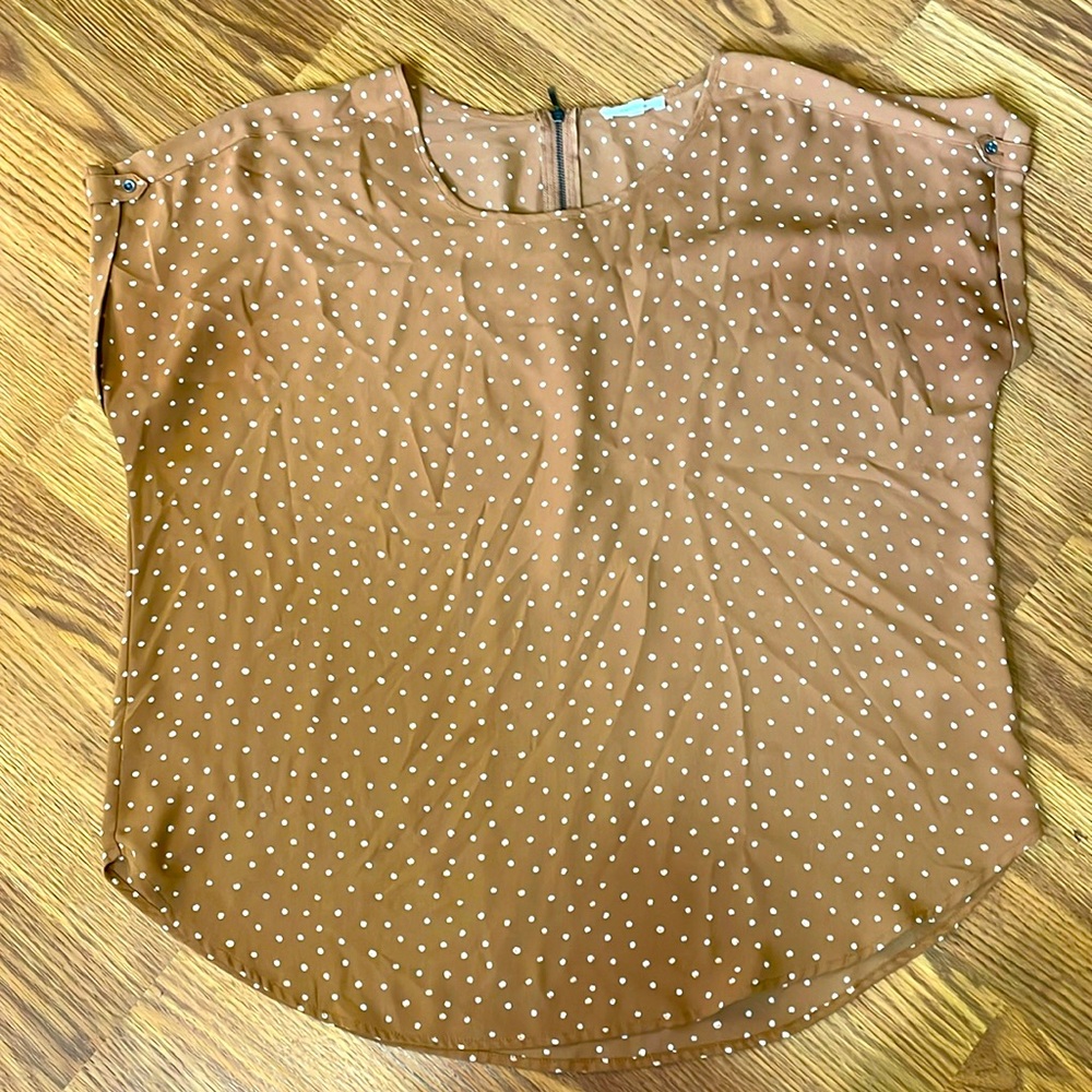 Maurices Rust Brown Polka Dot Blouse